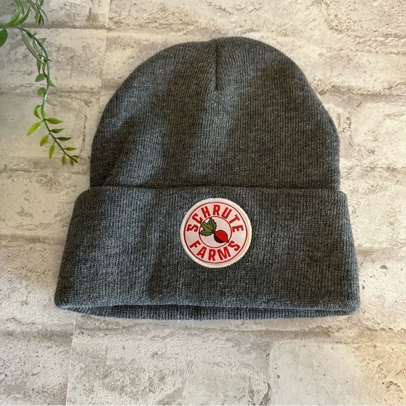 the office Accessories - The Office Schrute Farms gray knit beanie winter hat